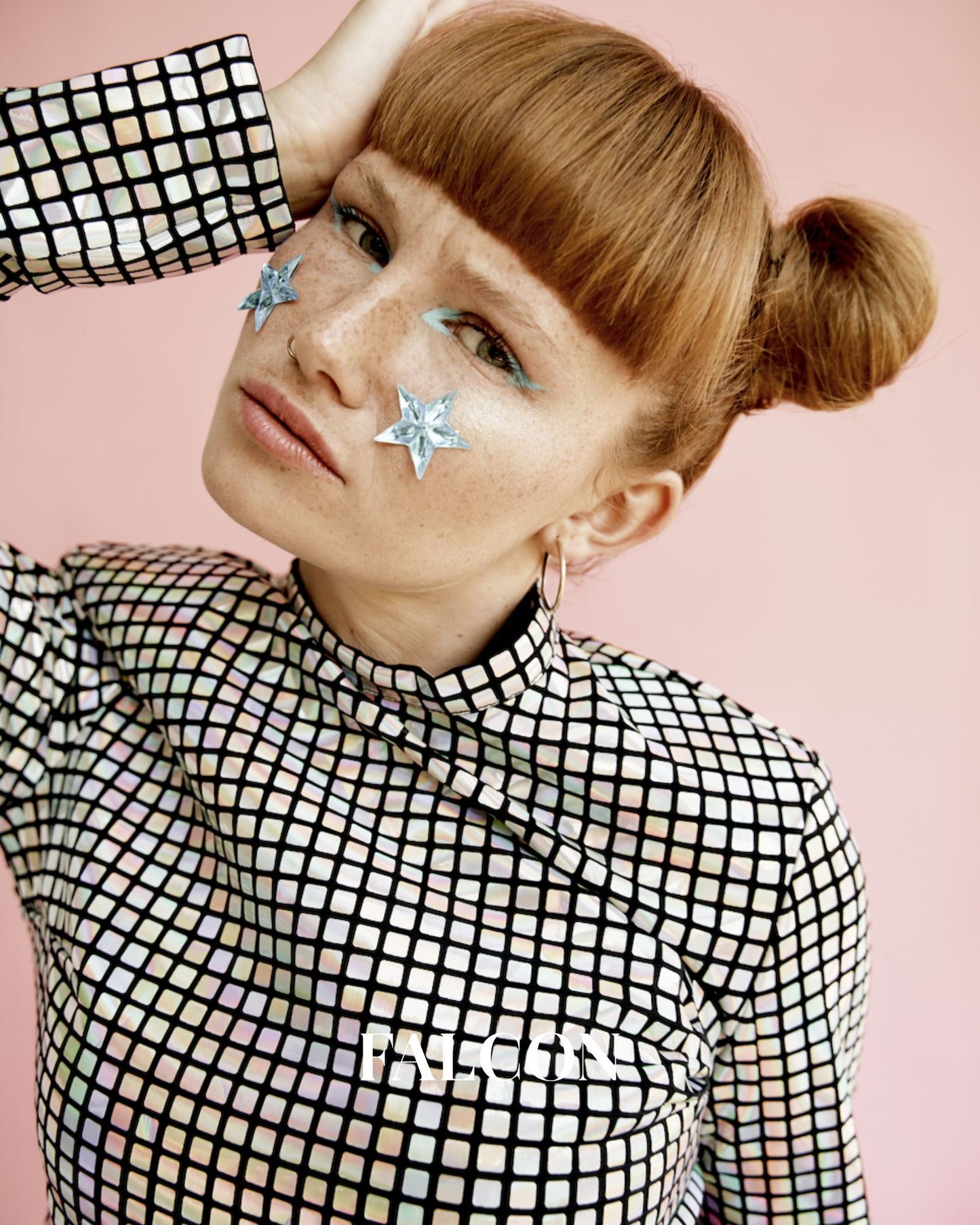 Long sleeved glittered top with ruffle