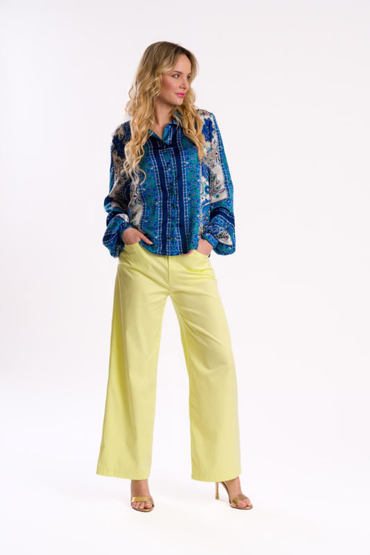 Lemon Yellow Wide-Leg Pants