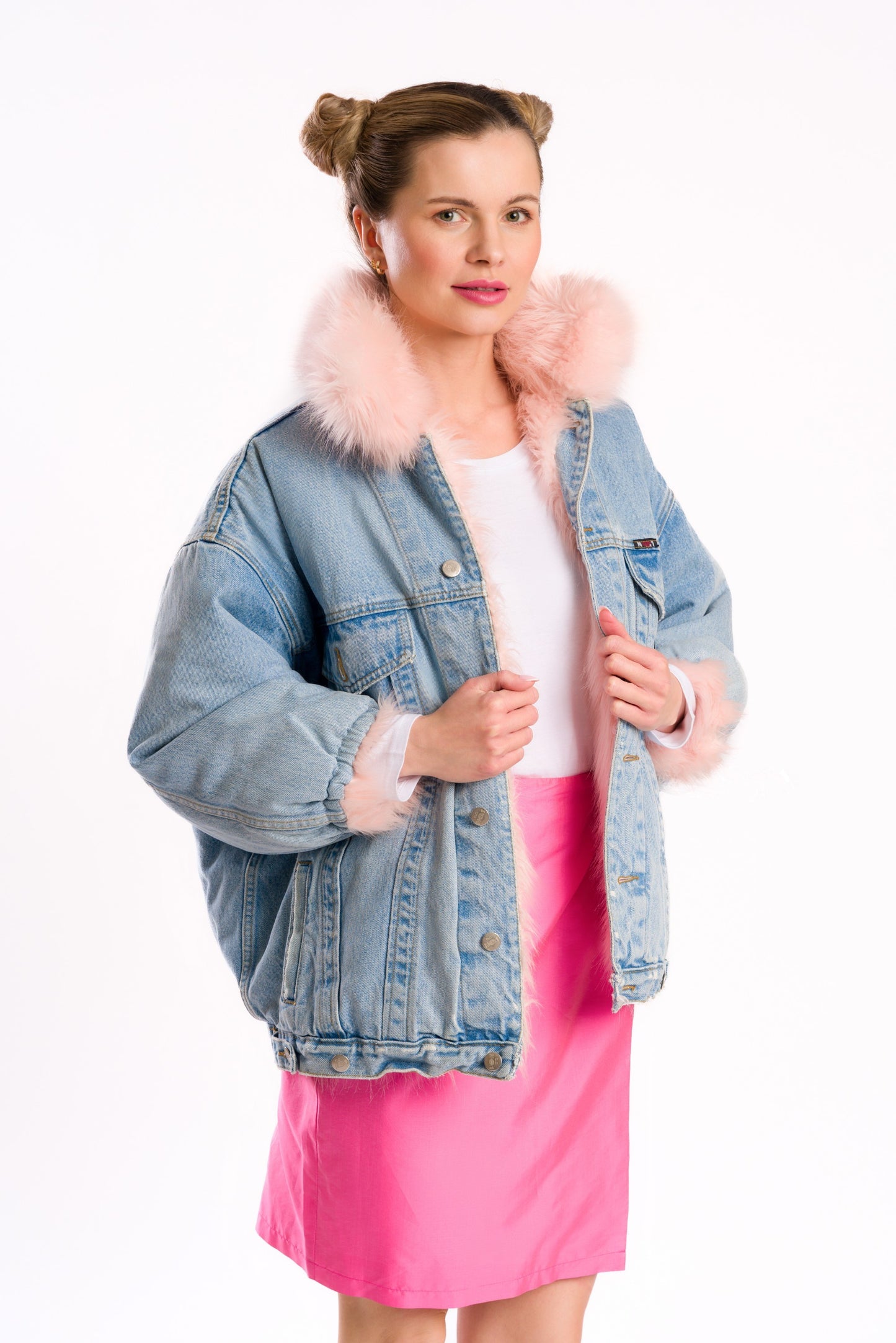 Lonely faux fur denim jacket #recycled