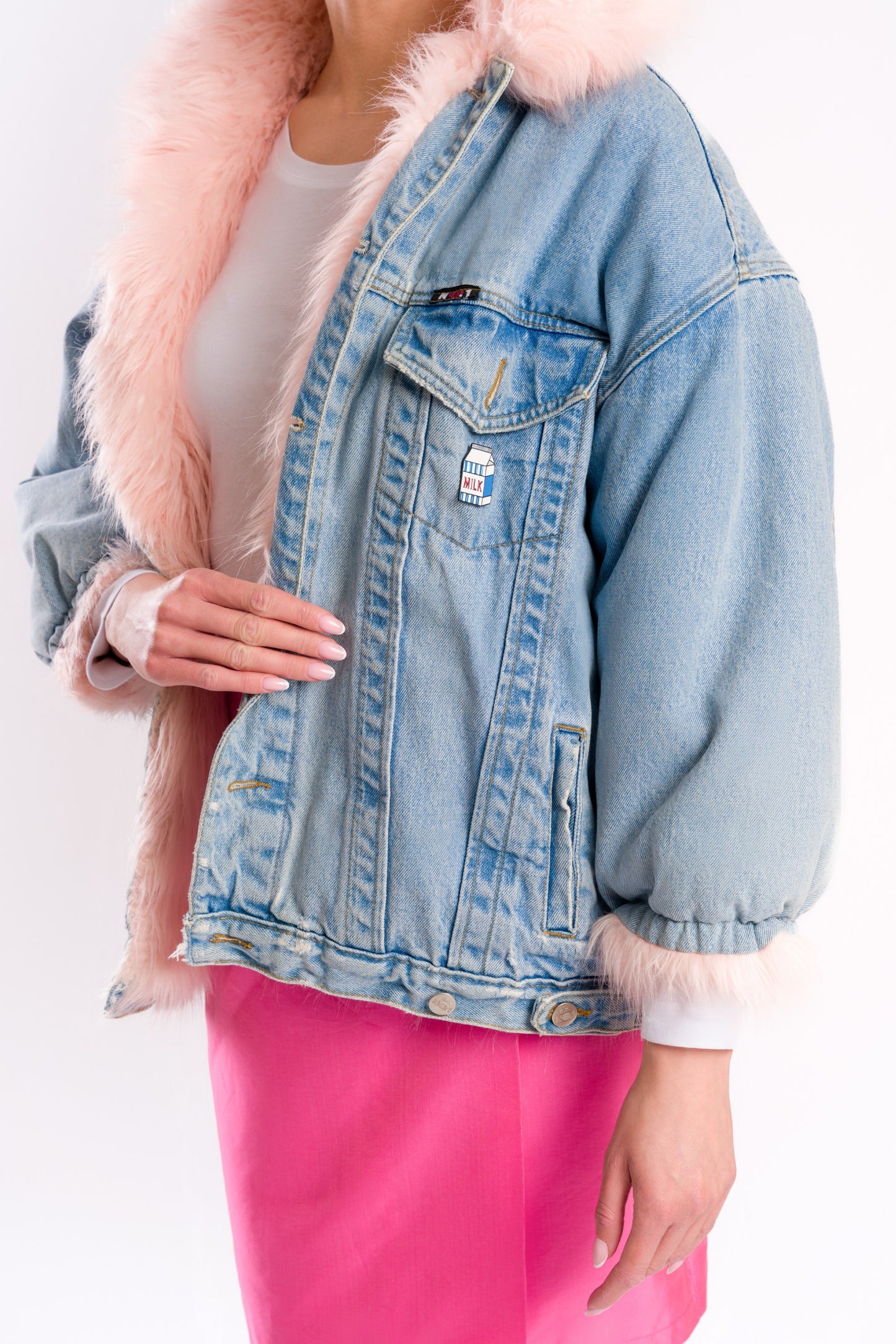 Lonely faux fur denim jacket #recycled