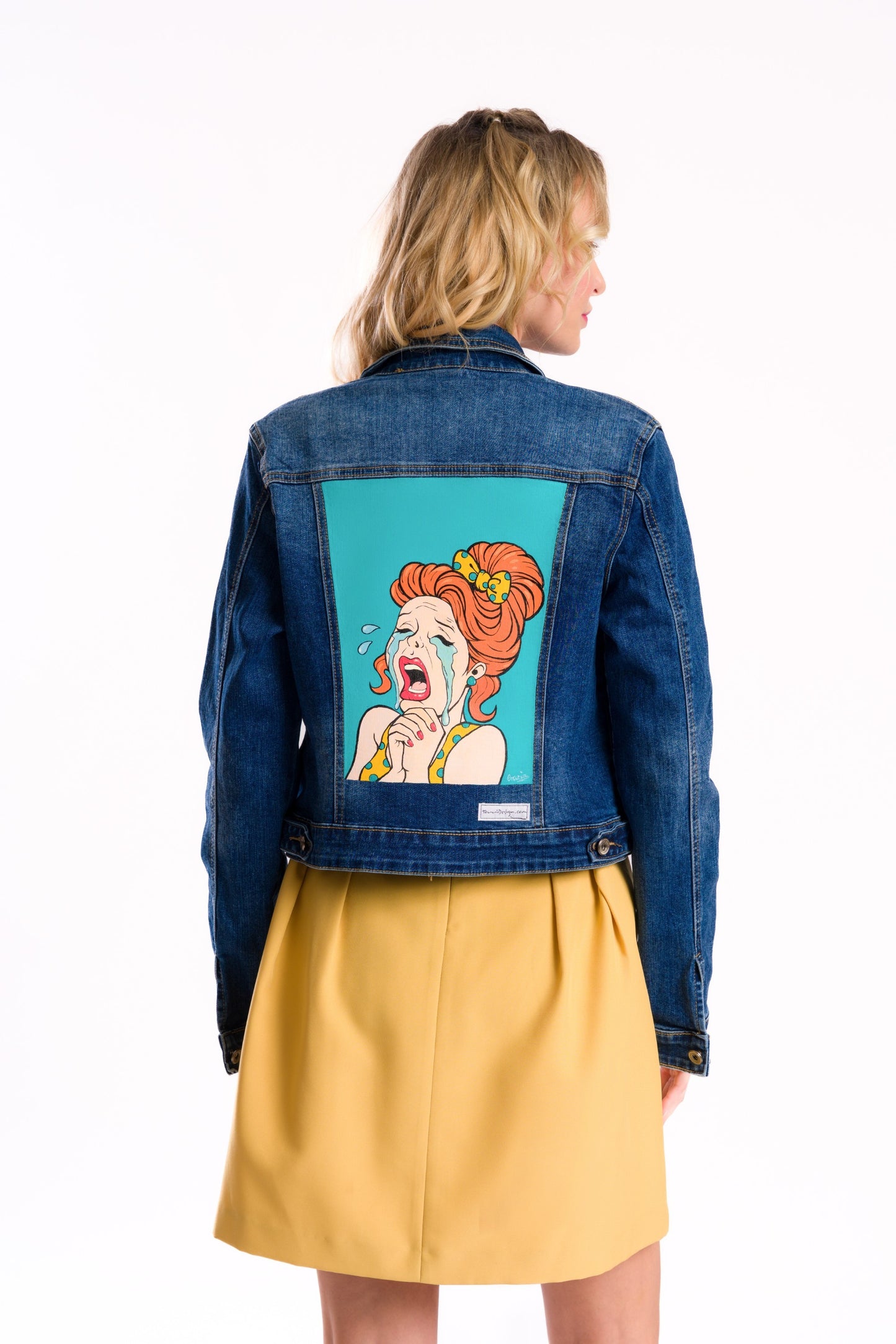 Pop - Art style "Cry baby" denim jacket #recycled