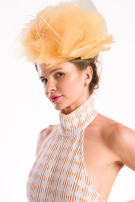 The Ruffled Tulle Dress & Fascinator Set