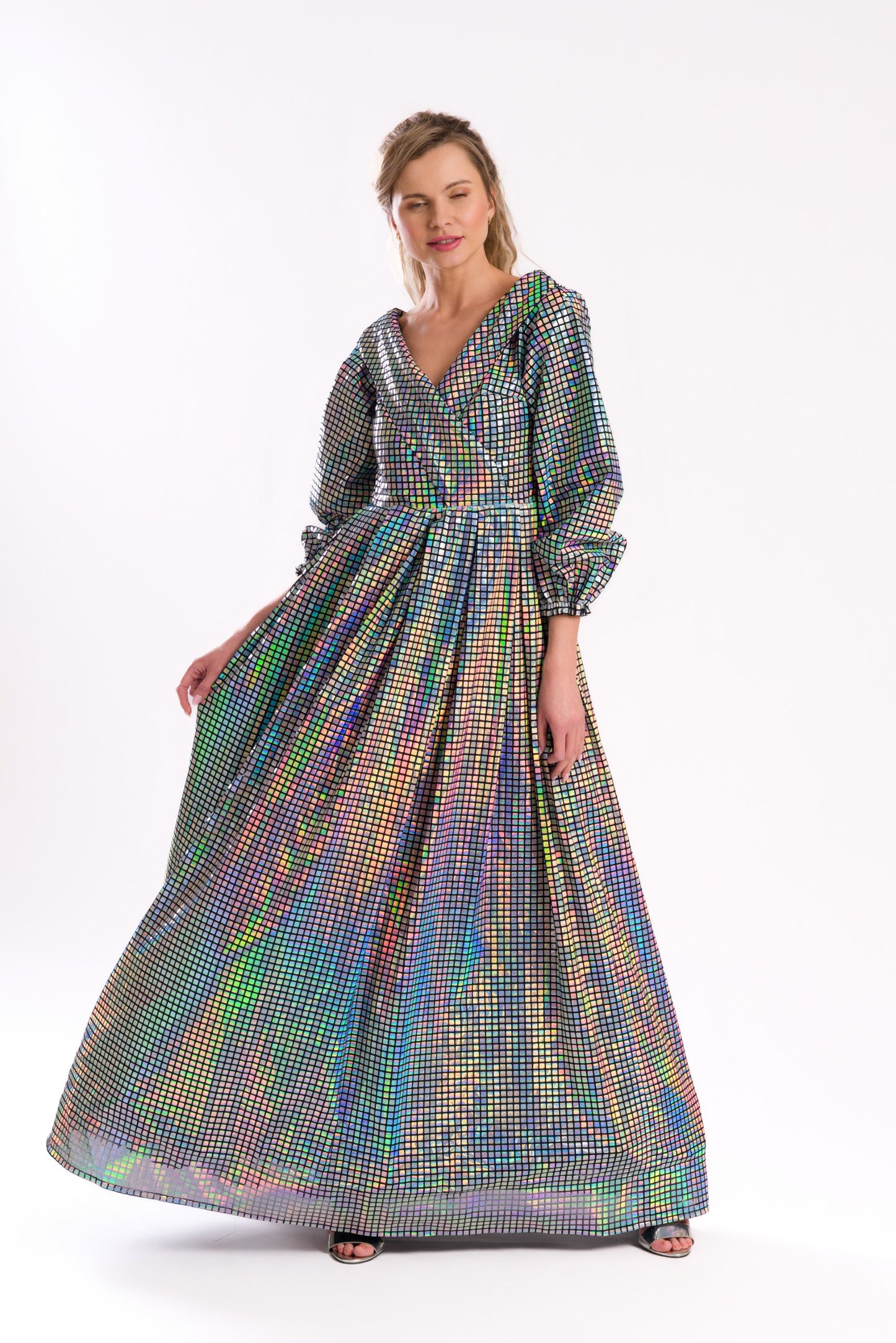 Sequined maxi dress with V-neck