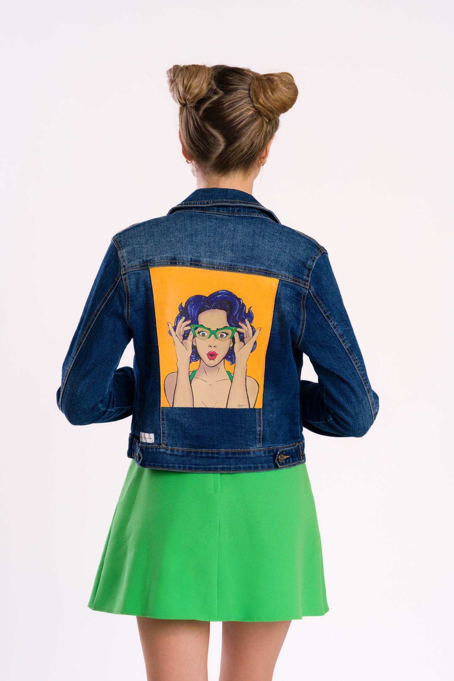 Pop - Art style "Look at me" denim jacket #recycled