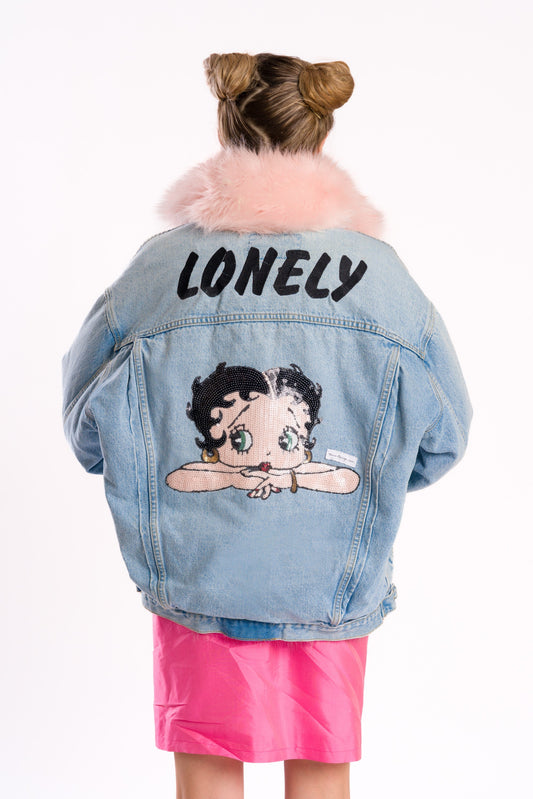 Lonely faux fur denim jacket #recycled