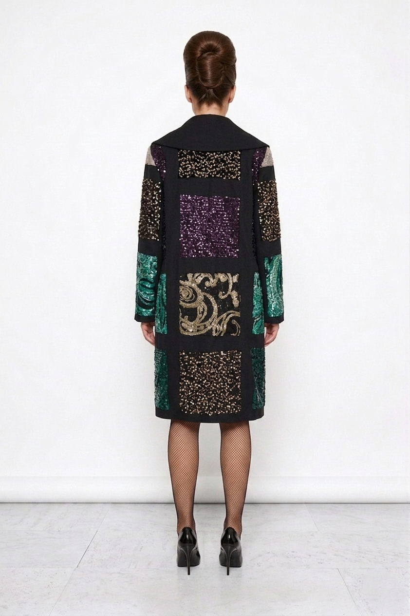 Upcycled Lace and Sequin Patchwork Coat