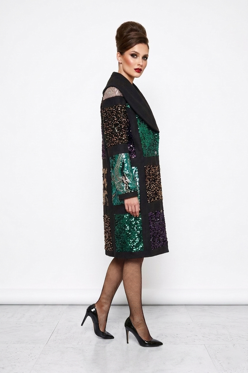 Upcycled Lace and Sequin Patchwork Coat