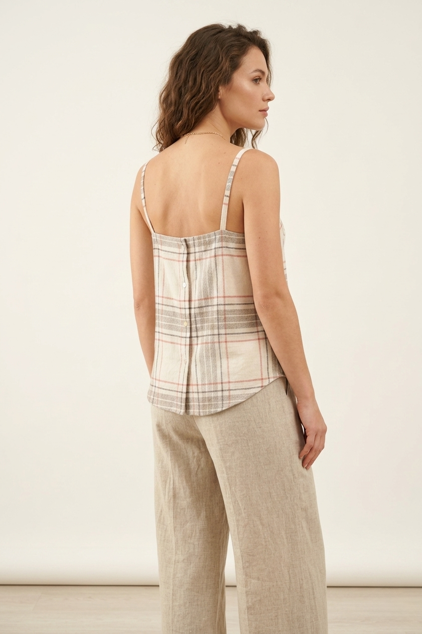 Upcycled Flannel Plaid Cami Top from Men's Shirt