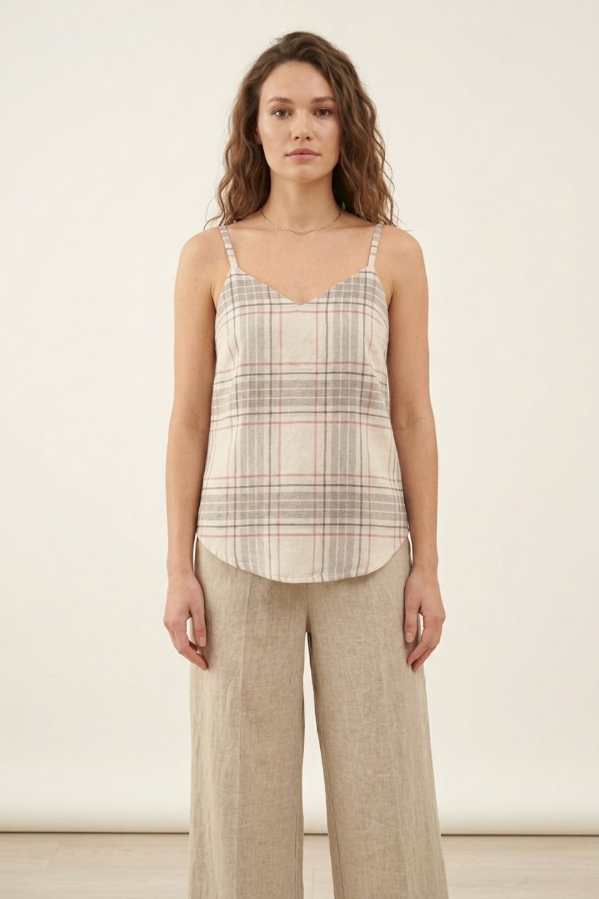 Upcycled Flannel Plaid Cami Top from Men's Shirt